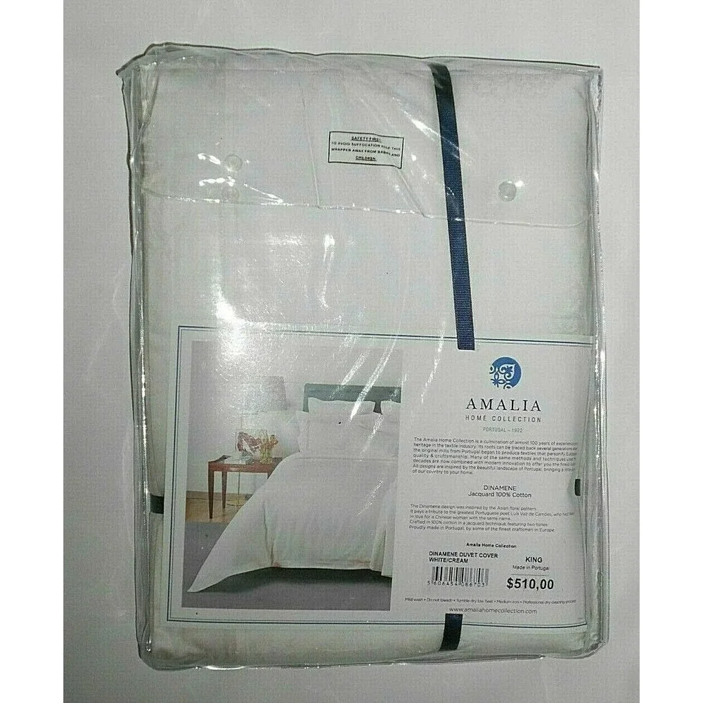 Amalia Home Collection Dinamene White King Duvet‎ Cover retail $510